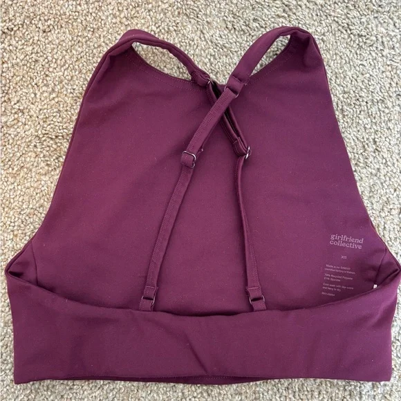 Girlfriend Collective Burgundy Halter Sports Bra - Picture 2 of 2